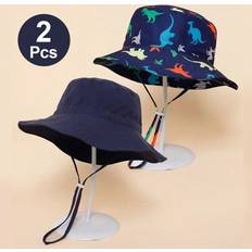 Bucket Hats Children's Clothing Shein Children Solid Color Dinosaur Printed Chin Strap Sun Hat - Summer Beach