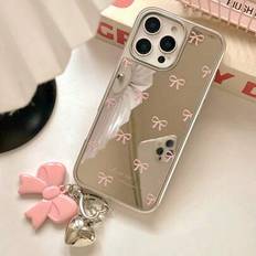 Shein Cute Mirror 3D Heart Pendant Electroplated Phone Case For iPhone 16 15 13 14 12 Pro Max 11