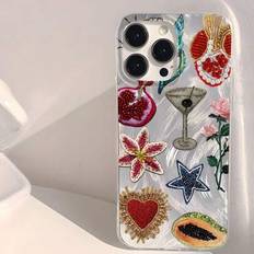 Shein Fashionable and Unique Beaded Pattern Case for iPhones Multicolour