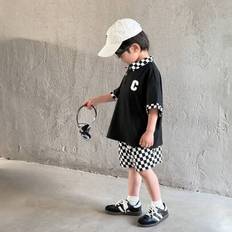 Sportswear Garment Other Sets Shein Young Boys Casual Chic Checkerboard Polo Shirt - Spring/Summer