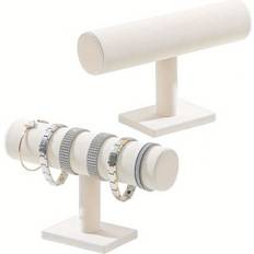 Shein Elegant White Velvet T-Shape Bracelet - Tabletop Organizer