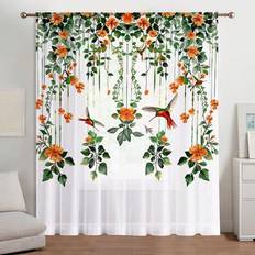 Curtains & Accessories Shein Modern Minimalist Sheer Curtain 1pc With Hummingbird Floral Pattern Print