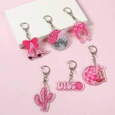 Shein Pink Disco Style Acrylic Keychains - Hot Pink