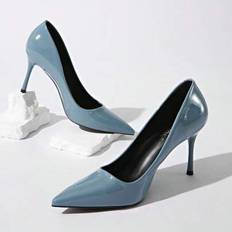 Blue - High Heel Heels & Pumps Shein High-End Pointed Toe Shallow Mouth Clubwear - Light Blue