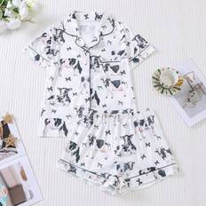 Shein Cow Print Pajama Set - Button-Up