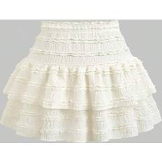 Pleated skirts Children's Clothing Shein Tween Girls Casual Elastic Waist Layered Hem Skirt - Summer
