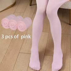 Pink Pantyhoses Children's Clothing Shein 3pcs Girls Ballet Dance Tights & Pantyhose - Pink