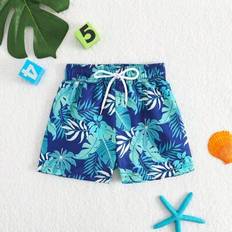 9-12M Swim Shorts Shein Cute Cartoon Shark Print Elastic Waist Beach Swim Trunks - Beach