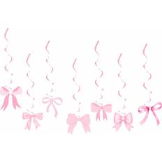 Birthdays Garlands & Confetti Shein 7pcs Pink Bow Party Hanging Swirls Decorations