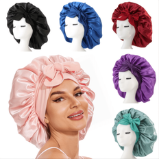 Silk bonnet Shein 1pc Satin Bonnet Silk Bonnet Adjustable Bonne For Sleeping Hair Bonnet With Tie Band Bonnets For Women Men Silk Bonnet Satin Bonnet Bow Home Bathroom Decor Summer Back To School