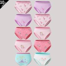 Polyester Knickers Children's Clothing Shein 10pcs Young Girl Girls Cute Unicorn, Mermaid, Flamingo & Heart Sequins Printed Panties