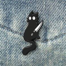 Black Brooches Shein Black Cat Enamel Brooch Custom Decorative Brooches - Black