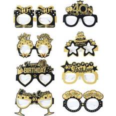 Birthdays Photo Props, Party Hats & Sashes Shein Black Gold 40th Birthday Party Paper Glasses 8pcs