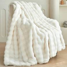 Double-Sided Cozy Rabbit Fur Plush Blanket 1pc