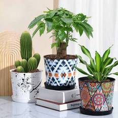 Shein 6 Inch Colorful Plastic Plant Pots With Saucers Set Of 1/2/3