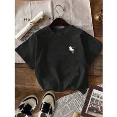Shein Casual Knight Horse Print Round Neck Short Sleeve T-Shirt - Spring Outfits
