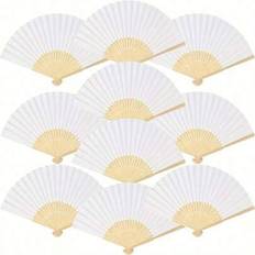 White Hand Held Fans Shein 30pcs White Bamboo Folding Fan