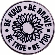 Enamel Brooches Shein Cartoon Cute Circle Enamel Pin Be Kind Be Brave - Custom Decorative Brooches