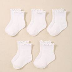 0-1M Underwear Shein Mid-Calf Socks For Baby Girls - White