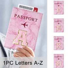 Credit Card Slots Passport Covers Shein Passport Protective Cover Embroidered With Pink Towel - Pink