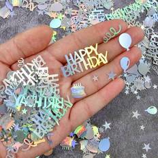 Text & Letters Confetti Shein Iridescent Birthday Confetti For Tables 15/30/50g