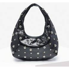 Beach Bags Shein Women's Vintage Punk Bohemian Beaded Straw Beach Bag - Large Capacity