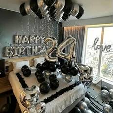Balloons Shein Black & Silver Balloon Garland Birthday Set 580pcs