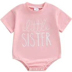 Shein Baby Romper Short Sleeve Crew Neck Letters Print Bodysuit - Boys