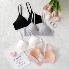Underwear Sets Children's Clothing Shein Teen Girl 3pcs Set Simple Solid Color Wireless Soft Comfortable Bra