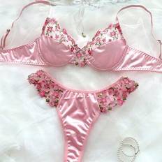 Pink Lingerie Sets Shein Women Lingerie Set With Pants - Casual/Fashionable