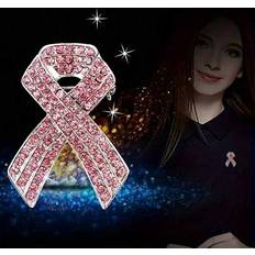 Pink Brooches Shein Pink Ribbon Breast Cancer Awareness Lapel Pin - Pink