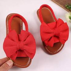 Red Sandals Children's Shoes Shein Red Plus Size Infant Toddler Girls Flat Sandals - Red
