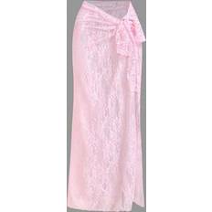 Elastane/Lycra/Spandex Swimsuit Cover-Ups & Sarong Wraps Shein Opulessa Solid Color Knitted Women Lace Swimsuit Cover Up & Mini Skirt Set