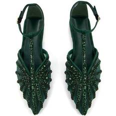 Green Ballerinas Shein Elegant Pointed Toe Hollow Out Ankle Strap Flat Shoes - Green