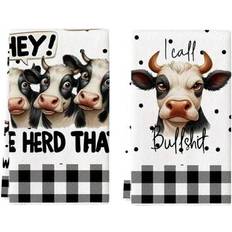 Microfiber Kitchen Towels Shein 2 Pcs Cow Farm Set - Ultra-Soft Microfiber Absorbent Decorative Dish Cloths Kitchen Towel