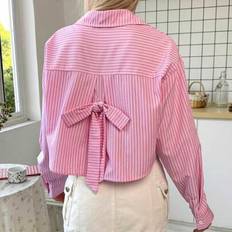 Long Sleeves Shirts Shein Teen Girl Casual Collared Long Sleeve Shirt - Back Tie Up