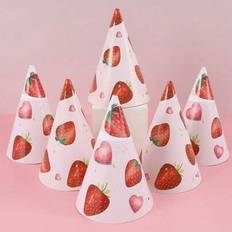 Party Hats Shein Strawberry Paper Party Hat 6pcs