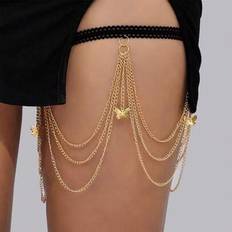 Body Chains Shein Sexy Beach Thigh Chain For Women - Butterfly Tassel Metal