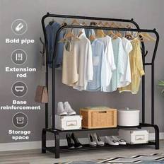 Heavy Duty Double Rail Hanging Garment Display Stand Storage Shelf