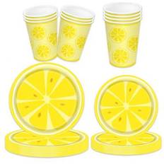 Yellow Disposable Plates Shein Hawaiian Lemon Party Decoration Plates 10/20/40pcs