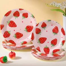 Shein Strawberry Design Paper Plates 25pcs