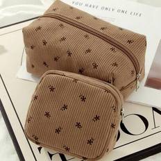 Brown Cosmetic Bags Shein Floral Octagon Bag Make Up Bag - Brown