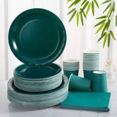 Shein Dark Green Disposable Dinner Plates 24 Pcs