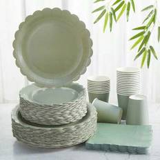 Green Disposable Plates Shein Sage Green Floral Paper Plates 24pcs