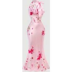 High Collar Dresses Shein Baroque-Inspired Dusty Rose Mermaid Dress Liquid Silk - High Neck