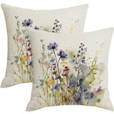 Florals Cushion Covers Shein 2 Pcs Spring Wildflower Pillowcase Watercolor Cushion Cover