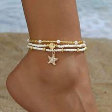Anklets Shein Boho Style Starfish Shell Beaded Anklets - Unique