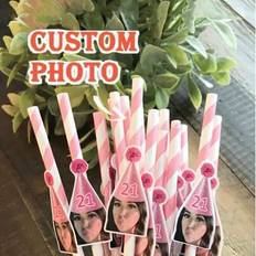 Shein Customized Face Party Paper Straws 12pcs