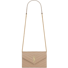 Saint Laurent Cassandre Envelope Chain Wallet - Dark Beige