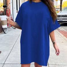 Shein Damen Einfarbig Modisches Kurzarm-T-Shirt-Kleid